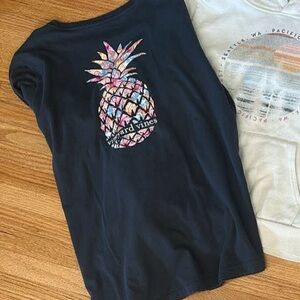 Vineyard Vines Navy Long Sleeve Tee with Pineapple Graphic